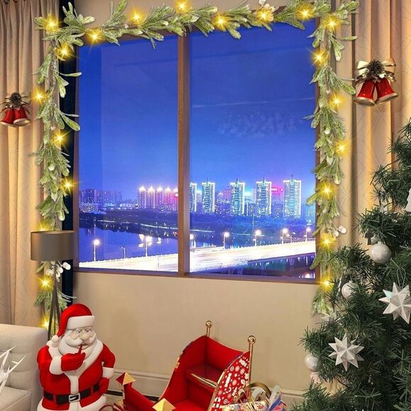 6FT Prelit Christmas Garland, Flocked Garland Home Decoration New - Picture 7 of 7